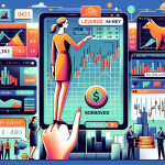 Create an image that visually explains margin trading on the Robinhood platform. The illustration should feature a user interface with charts, a margin account balance, and a person trading stocks. Highlight the concepts of borrowing money to trade, leverage, and the potential risks involved. Use clear, financial-themed graphics and a modern, user-friendly design aesthetic.