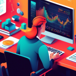 Create a detailed digital illustration that represents a beginner's guide to Forex margin trading. Include elements like currency pairs, graphs, a young trader studying charts on a computer screen, and educational icons such as books and question marks. Use a clean, modern style with a focus on clarity and ease of understanding.