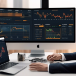 Create an image showcasing the concept of a Tiger Broker margin account. Feature a dynamic and modern digital trading platform with a sleek interface on a computer screen. Include financial graphs, charts, and a margin calculator. Add a confident investor analyzing the data while a tiger motif subtly integrates into the design, symbolizing the Tiger Broker brand. The backdrop should be a sophisticated office setting with elements that convey financial success and strategic planning.