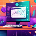 A detailed illustration of cryptocurrency margin trading, showcasing a digital exchange platform interface with charts and graphs. Highlight a trader engag