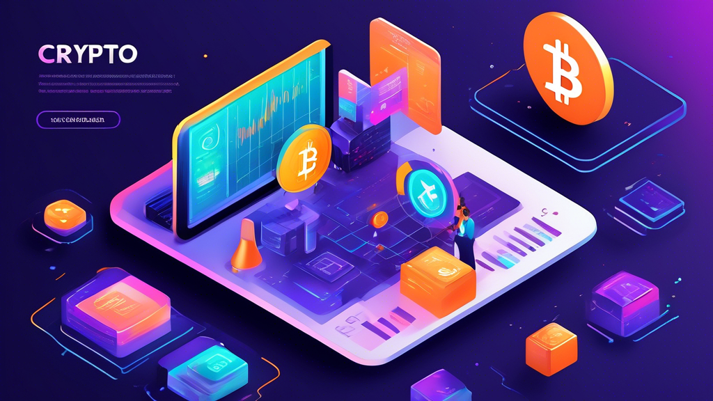 Create an informative and visually engaging illustration that embodies the concept of crypto margin trading for beginners. Include elements like a cryptocu