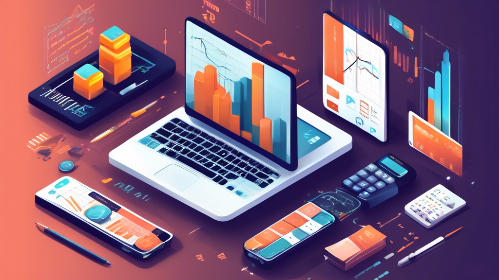 Create an informative and visually engaging illustration that represents the concept of E Margin Trading for investors. Include elements such as digital tr