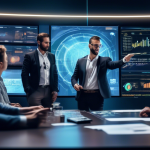 Create an image depicting a financial advisor explaining crypto tax implications to a diverse group of traders in a modern conference room. The advisor is