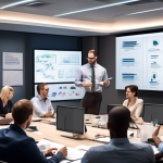 Create an image that depicts a modern office setting where a diverse group of professionals are actively engaged in a workshop about margin trading agreeme