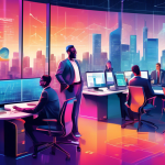 Create a detailed and vibrant illustration of a diverse group of professionals working together in a high-tech office overlooking a cityscape. They are surrounded by charts, graphs, and digital screens displaying financial data and strategies. The atmosphere is collaborative and focused, capturing the essence of unlocking potential through effective financial strategies.