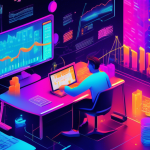 An illustration depicting a dynamic trading environment focused on Arbitrum margin trading, featuring a futuristic digital interface with charts showing ri