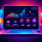 Create an image showcasing a futuristic trading platform with a focus on cryptocurrency. Include visual elements like various cryptocurrencies (Bitcoin, Et