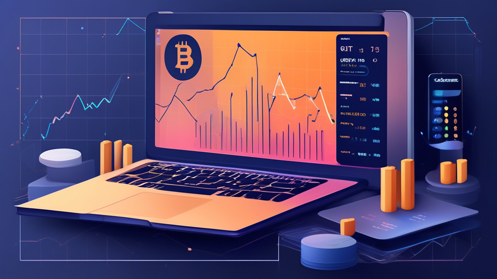 Create an image illustrating the concept of margin trading on Coinbase. Include a digital representation of the Coinbase interface, showcasing charts and g