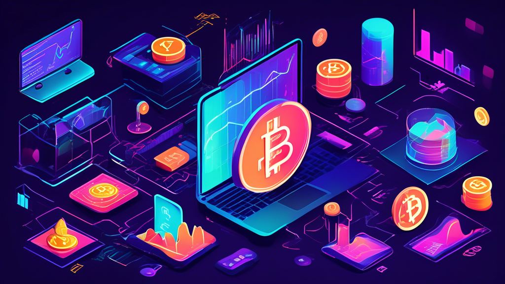 An informative and visually engaging illustration of cryptocurrency margin trading concepts, featuring a beginner breaking down complex ideas. Include elem