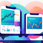 Create an informative and visually engaging illustration depicting the concept of E Margin Trading. Include elements such as digital trading platforms, sto