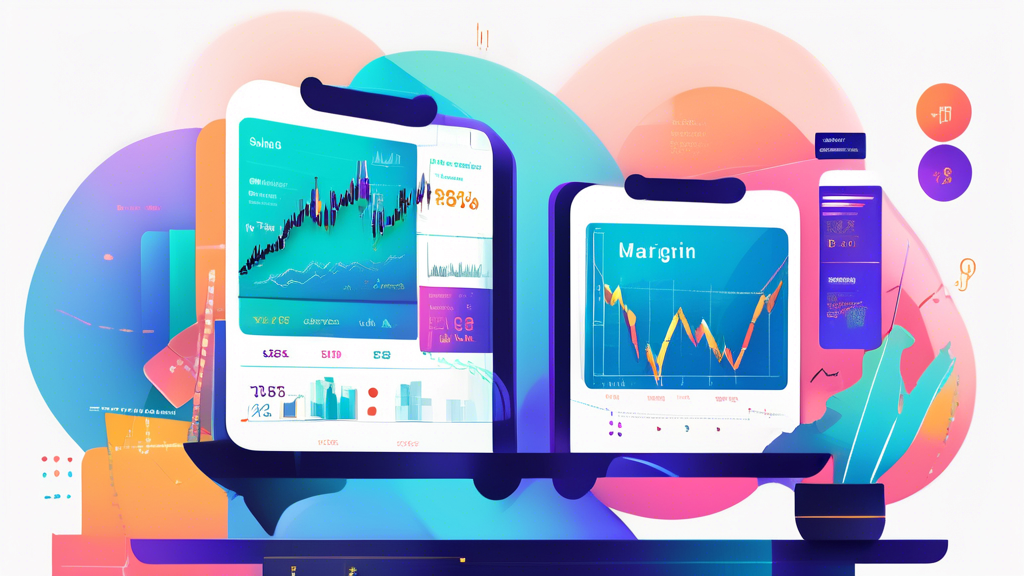 Create an informative and visually engaging illustration depicting the concept of E Margin Trading. Include elements such as digital trading platforms, sto