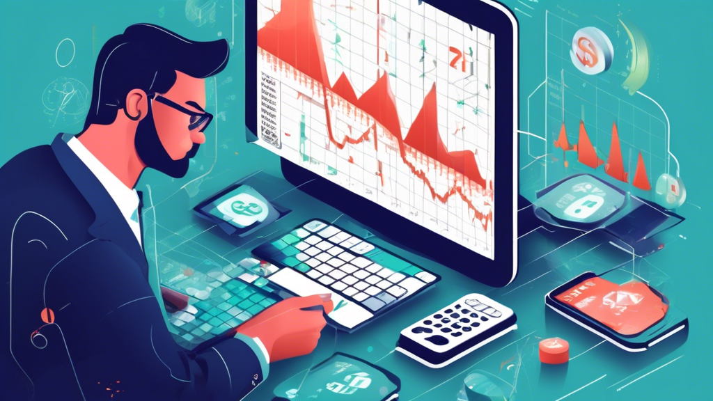 An informative illustration depicting the concept of margin trading in the financial market. The image features a modern trading platform interface showing