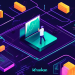 An educational graphic illustrating the concept of margin trading on the Kraken platform, featuring a beginner-friendly layout with step-by-step visuals of