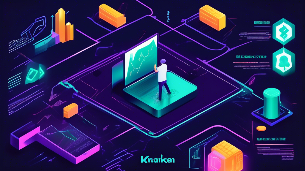 An educational graphic illustrating the concept of margin trading on the Kraken platform, featuring a beginner-friendly layout with step-by-step visuals of