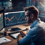 Create an image that visually represents the concepts of margin trading and options trading in a financial market setting. On one side of the image, depict