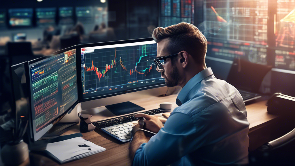 Create an image that visually represents the concepts of margin trading and options trading in a financial market setting. On one side of the image, depict