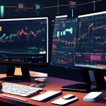 Create an illustration that visually contrasts options trading and margin trading. On one side, depict options trading with symbols like call and put optio