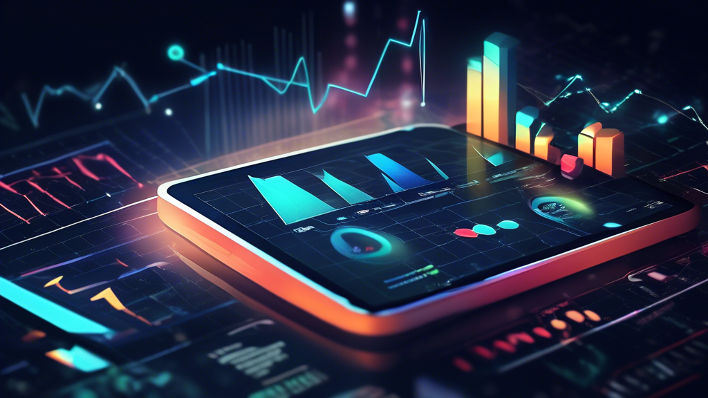 Create an image that visually represents the concept of a margin trading account. Depict an abstract financial market scene with a sleek, modern interface