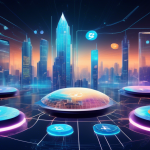 Create an image depicting a futuristic digital landscape with several floating screens showcasing different cryptocurrency platforms, each with a unique in