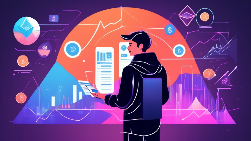 Create an image that visually represents the concept of Ethereum margin trading for beginners. The scene should include a digital background depicting a fu