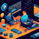 Create an image illustrating a diverse and bustling crypto trading scene. Show a digital dashboard with various cryptocurrencies icons such as Bitcoin, Eth