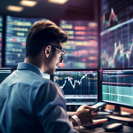 Create an image that vividly illustrates the concept of margin trading in the financial markets. The scene should depict a bustling trading floor filled wi