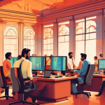 Create an illustration showing a diverse group of traders in an Indian financial setting, engaged in margin trading activities. The scene includes elements