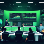 Create an image that visually represents the concept of margin trading in the financial market. The scene should include a diverse group of people sitting