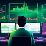 Create an image depicting a vibrant and dynamic financial scene capturing full margin trading. In the foreground, show a confident trader surrounded by mul