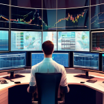 Create an image depicting a sophisticated and modern financial trading office, where a diverse group of traders are deeply engaged with multiple screens di