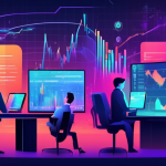 Create an image depicting two distinct financial trading scenarios side by side. On the left, illustrate a dynamic and colorful scene representing margin t