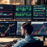 Create an image depicting a split-screen comparison between options trading and margin trading. On the left side, illustrate options trading with visuals o