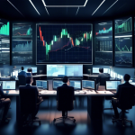 Create an image depicting a sophisticated financial scene illustrating the concept of margin trading in the Forex market. Include elements such as traders