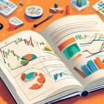 Create an illustration depicting a beginner's guide to margin trading in the forex market. Visualize an open book with pages filled with charts, currency s